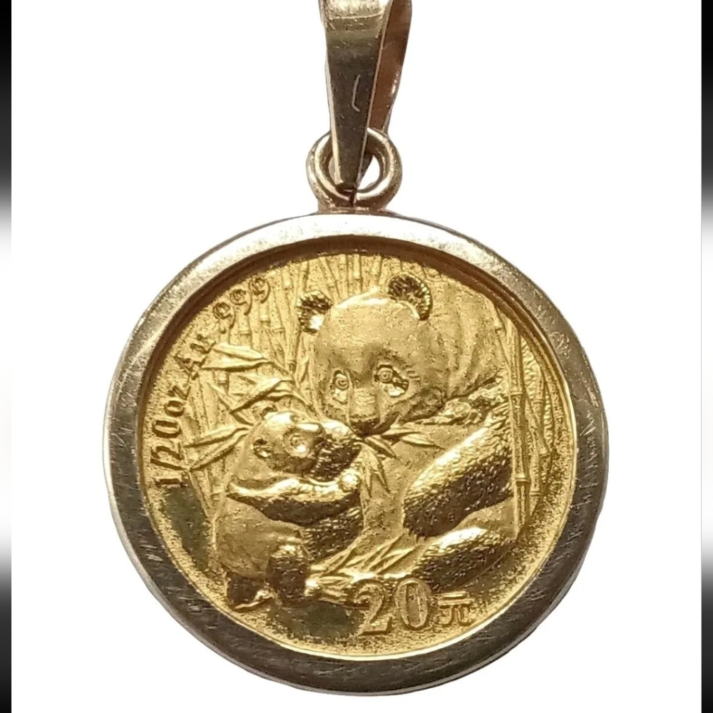Gold Panda Bear Coin Pendant